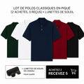 LOT DE POLOS LC CLASSIQUES EN PIQUÉ [2 ACHETÉS, 5 REÇUS] + LUNETTES DE SOLEIL